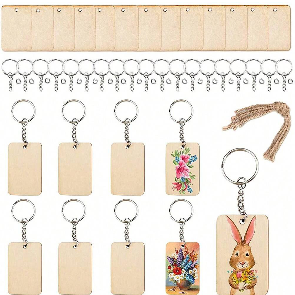 60pcs Blank Wooden Key Chains  - огляд і ціна Wood Ring Blank