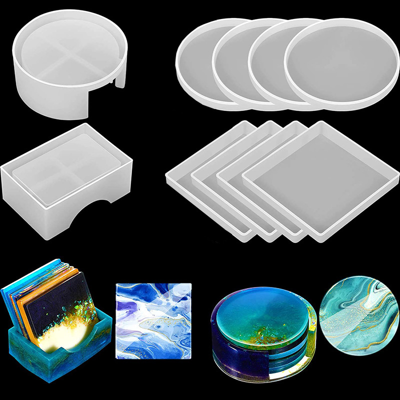 5Pcs/Set DlY Epoxy Resin Cup C - огляд і ціна Coaster Mold Round