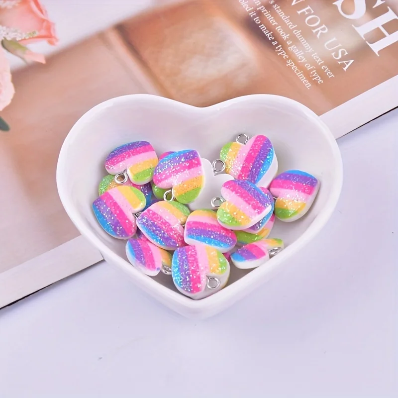 10Pcs Colorful Heart Resin Cha - огляд і ціна Resin Crafts Diy