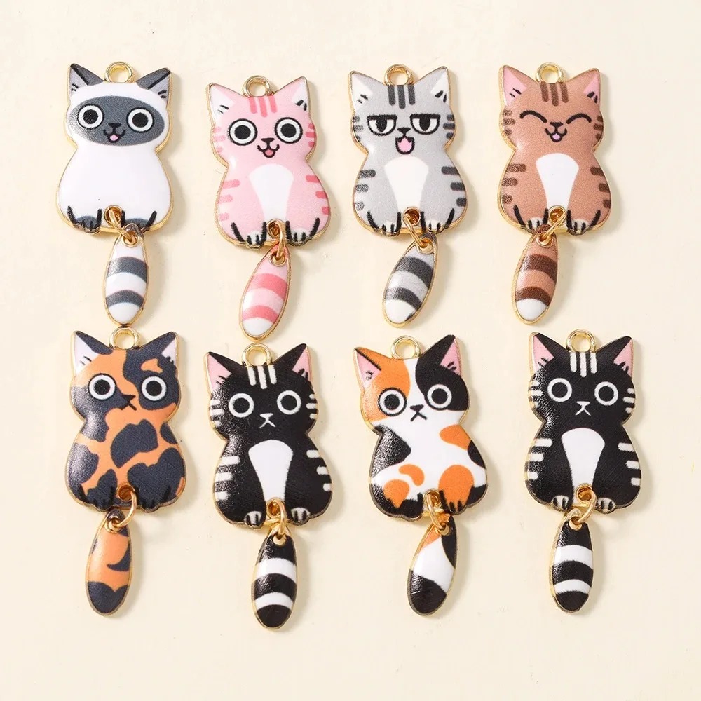 10Pcs 16×39mm Cute Cartoon Cat - огляд і ціна Resin Crafts Diy
