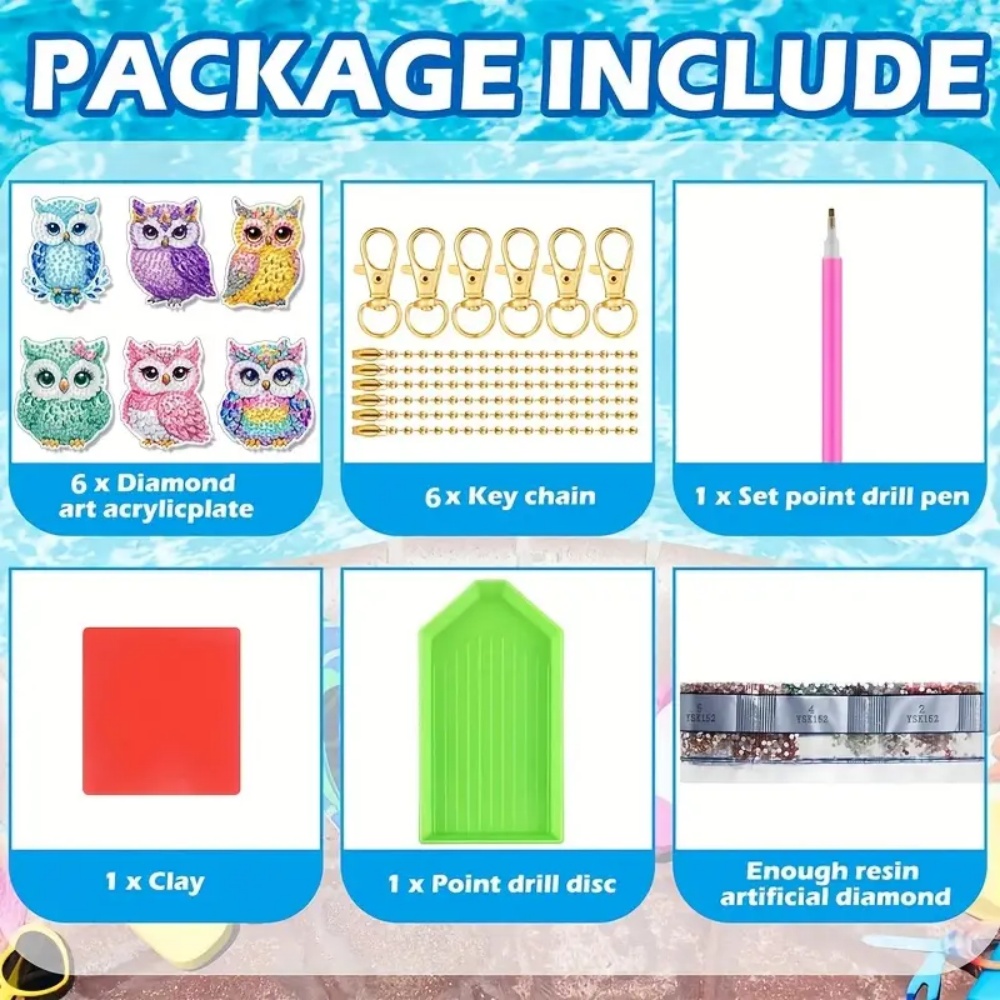 6-piece/set DIY Diamond Keycha - огляд і ціна Resin Craft Kit